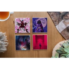 Atölye Arcane Temalı Doğal Taş Bardak Altlığı 4’lü Set (10X10 Cm)