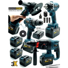 Germany Style Kömürsüz 4'lü Set Şarjlı Kırıcı Hilti 2-26-Şarjlı Taşlama-Somun Sökme-Darbeli Matkap