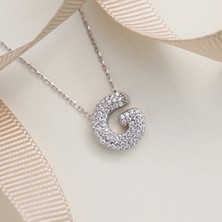 925  Ayar  Radyum Kaplama Harfli  Gümüş  Kolye --G  Harfi