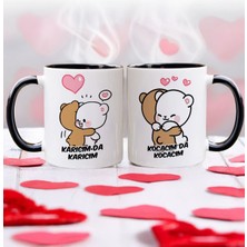 Bk Gift Karıcım-Kocacım Tasarımlı Ikili Siyah Kupa Bardak