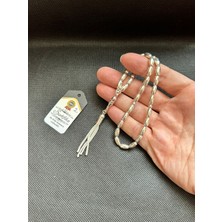 Kehribar Store Gümüş Tesbih 925 Ayar Gümüş Özel Yazılı Erkek Hediye Sertifikalı Kişiye Özel Isim 9 x 5 mm