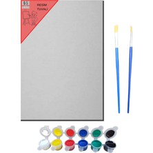 Çocuk Seti, Tuval, Akrilik Boya, Resim Başlangıç Seti, Fırça (Tual Seti)