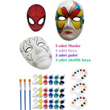 3 Adet Karton Maske Boyama Faaliyeti, Resim Başlangıç Seti, 3erli Set, Maske Boyama Seti