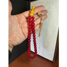 Anemore Collection Sevgiliye Özel Hediye Sıkma Çubuk Kehribar Küre Kesim Kırmızı Renk 10MM H-1256.