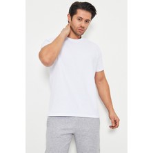 Erkek Kısa Kollu Basic Beyaz T-Shirt
