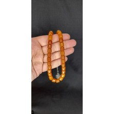 Anemore Collection Sevgiliye Özel Hediye Çubuk Kehribar Tesbih Koyu Sarı Renk H-1317.