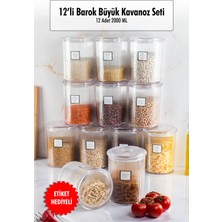 12'li Barok Yuvarlak Büyük Kavanoz Seti & Saklama Kabı & Erzak Kabı (12*2000 Ml)