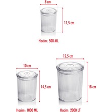 12'li Barok Yuvarlak 3 Boy Kavanoz Seti & Saklama Kabı & Erzak Kabı (4*2000 Ml, 4*1000 Ml, 4*500 Ml)