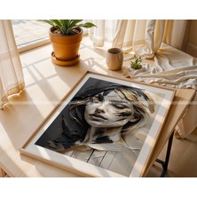 Tontilika Altın Dokunuşlu Modern Portre Temalı 3'lü Ahşap Çerçeveli Tablo Seti - 21 x 30