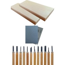 Ahşap Oyma Başlangıç Seti Hobi Heykel Ağaç Şekil Verme 12LI Uç Takımı 2 Çam Plaka Zımpara