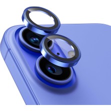 Shaza Iphone 16/16 Plus Ile Uyumlu Darbeye Dayanıklı Mekanizmalı Safir Kamera Lens Koruyucu Mavi