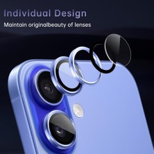 Shaza Iphone 16/16 Plus Ile Uyumlu Darbeye Dayanıklı Mekanizmalı Safir Kamera Lens Koruyucu Mavi