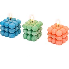 Missi Dekoratif Pembe-Mavi-Yeşil Bubble Mum Seti