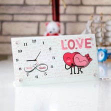 Sevgililere Özel Tasarımlı Isim Yazılı Masa Üstü Cam Saat