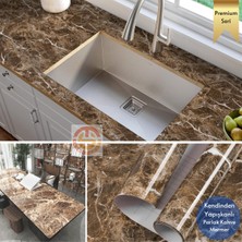 Technosmart 60 x 100 cm Mermer Desen Kendinden Yapışkanlı  Kaplama  Kahverengi