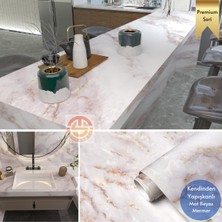 Technosmart 60 x 300 cm  Mermer Desen Kendinden Yapışkanlı Duvar Kağıdı Kaplama Mutfak Tezgeh Masa Folyo Beyaz 2
