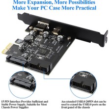 Luenaarry Pcı-E 1x - USB 3.2 Gen1 Usb3.2 Type-C Ön Adaptör Kartı (Yurt Dışından)