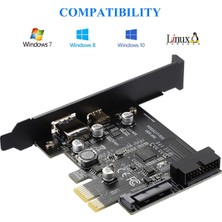 Luenaarry Pcı-E 1x - USB 3.2 Gen1 Usb3.2 Type-C Ön Adaptör Kartı (Yurt Dışından)