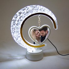 Led'li Kalpli Hilal Fotoğraf Çerçevesi