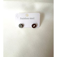 Jern Jewelry Taşlı Silver Çelik Küpe