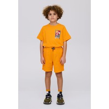 Nebbati Bg Store Erkek Çocuk Turuncu Şort Standart Kalıp ve Cep Özelliği ile Yazlık