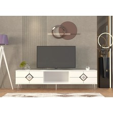 Demonte Decor Robberdd Tv Sehpası Beyaz-Gümüş