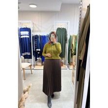 Famelin Piliseli Kahverengi Kadın Etek