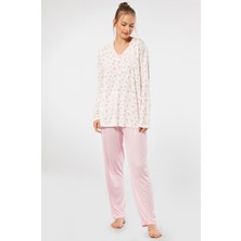 Türen Empirme Patli Battal Uzun Kollu Pijama Takimi 3366/Pembe