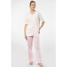 Türen Empirme Dügmeli Battal Kisa Kollu Pijama Takimi 3370/Pembe