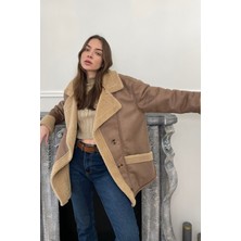 Magarde Içi Kürklü Oversize Kaban- Kahverengi