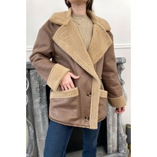 Magarde Içi Kürklü Oversize Kaban- Kahverengi