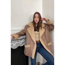 Magarde Içi Kürklü Oversize Kaban- Kahverengi