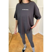 Magarde Pamuklu Baskılı Tshirt- Gri