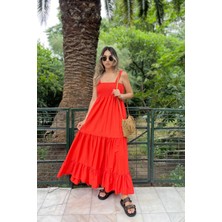 Askılı Gibeli Elbise- Orange