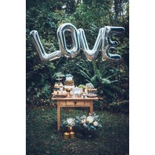 Pekshop Büyük Love Folyo Balon Paketi - Gümüş