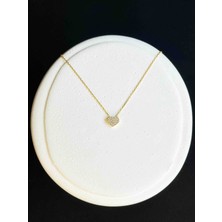 Missus 925 Ayar Gümüş Mini Kalp Kolye Kalpli Altın Kaplama Taşlı Minimal Aşk Sevgili