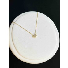 Missus 925 Ayar Gümüş Mini Kalp Kolye Kalpli Altın Kaplama Taşlı Minimal Aşk Sevgili