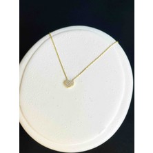 Missus 925 Ayar Gümüş Mini Kalp Kolye Kalpli Altın Kaplama Taşlı Minimal Aşk Sevgili