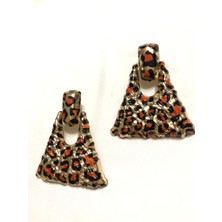 Deniz Accessories Leopar Küpe, Üçgen Küpe