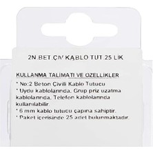 ,25 Adet No 2 Tutucu, Kroşe Çivili Kablo Beton Yeni