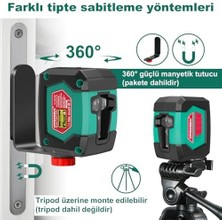 Koruma Seviyesi Pil, IP54 x Aa ve 2 Koruyucu Çanta Yatay/dikey Tutucu, 360° Değiştirilebilir, Lazer Modüllü, M, Çift Hizalanan 15 Lazeri, Kendiliğinden Lazer, Çizgi Çapraz Çizgili Yeni