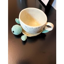 El Yapımı Amigurumi Kaplumbağa Motifli Bardak Altlığı