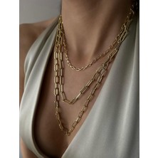 Xuping Vip Seri 14 K Altın Rengi Ataç Model Çelik Kolye 60 Cm