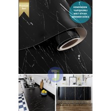 Technojet Kendinden Yapışkanlı Mat Mermer Desen Folyo Mutfak Banyo Tezgah Duvar Kaplama 60 cm  x 500 cm  Siyah
