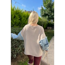 Ella Stylee Denim Detaylı Triko Kazak