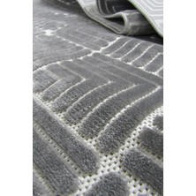 Decofloor Halı 8356A Gri  Saçaklı Bohem Modern Iskandinav Dokuma Halı Oturma Odası - Salon