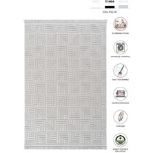 Decofloor Halı 8356A Gri  Saçaklı Bohem Modern Iskandinav Dokuma Halı Oturma Odası - Salon