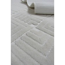 Decofloor Halı 8356A Krem Saçaklı Bohem Modern Iskandinav Dokuma Halı Oturma Odası - Salon