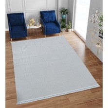 Decofloor Halı 8709A Krem Saçaklı Bohem Modern Iskandinav Dokuma Halı Oturma Odası - Salon