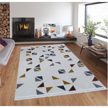 Decofloor Halı 8425A Renkli Saçaklı Bohem Modern Iskandinav Dokuma Halı Oturma Odası - Salon